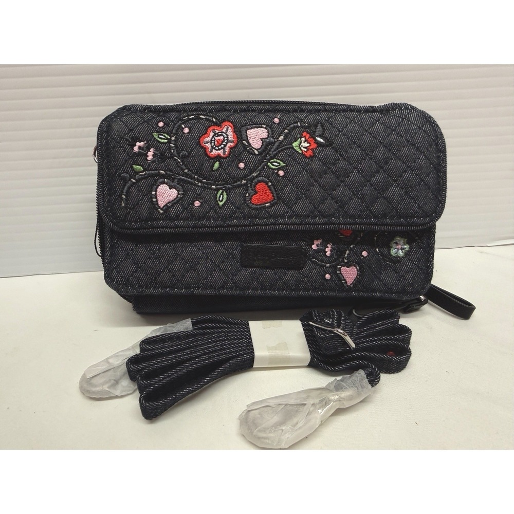 Vera Bradley ~ RFID All-in-One Crossbody/Wristlet ~ "Denim Navy" EMBROIDERED NEW